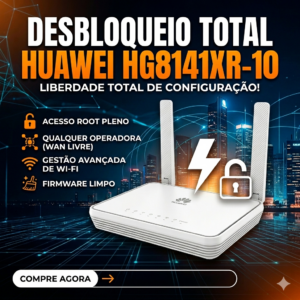 Cansado das limitações de firmware de operadora? Libere todo o potencial do seu hardware com o nosso serviço de desbloqueio especializado para o modelo Huawei HG8141XR-10.